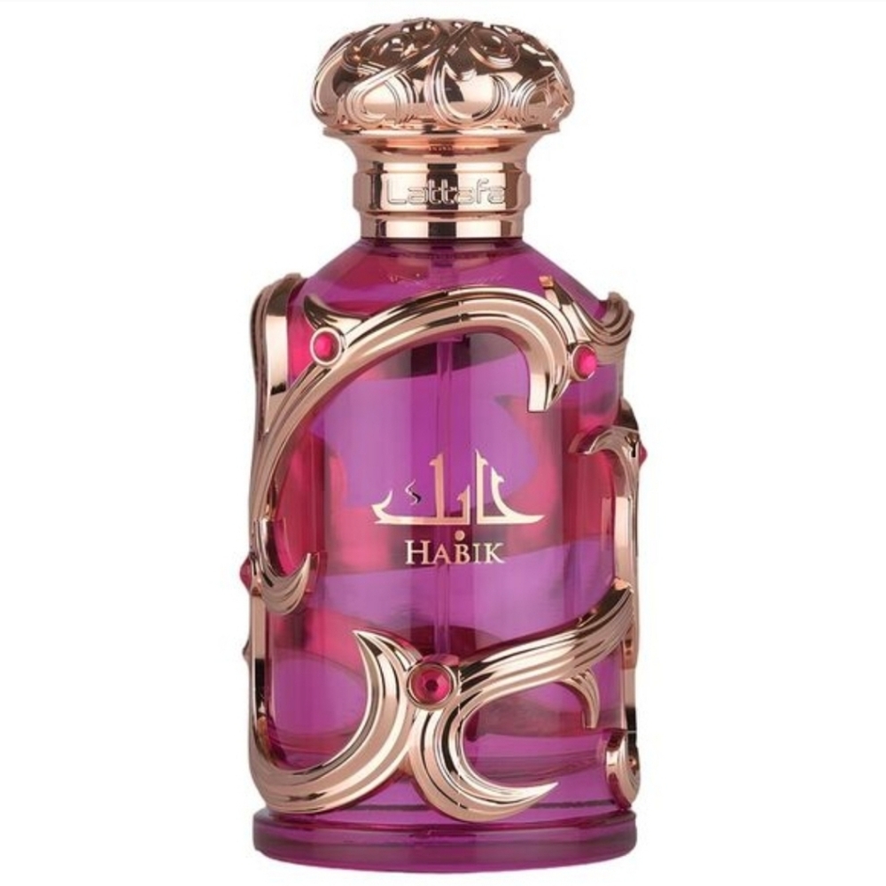 Lattafa Habik Floral Fruity Pink & Rose Gold Perfume Bottle - Picture 3 of 4